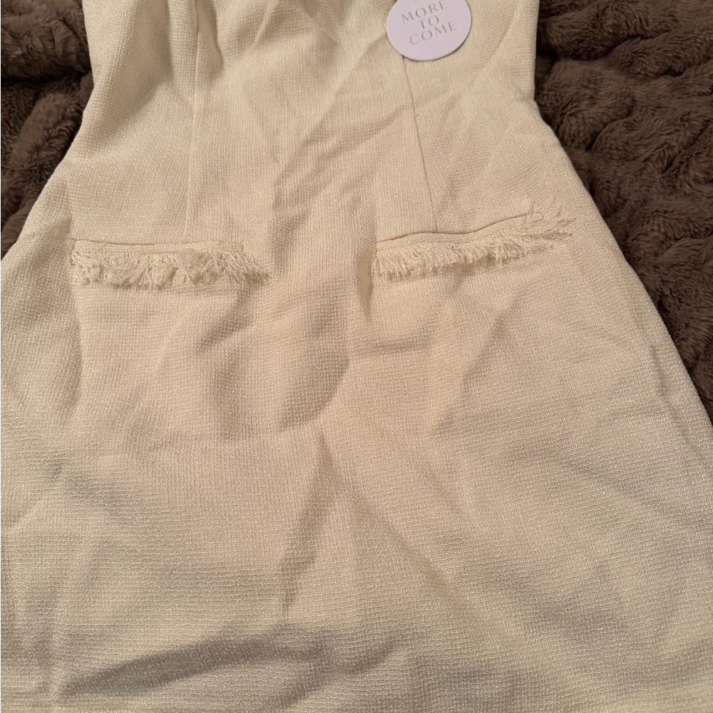 Cream Sleeveless Dress with Fringe Detail
